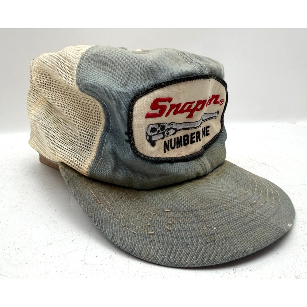 VINTAGE Snap-on Tools Ratchet Trucker Hat Denim Mesh Snapback K-Products USA Cap